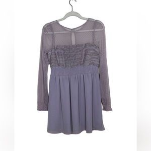 Free People Lace Dress Long Sleeve Sz 8 Purple